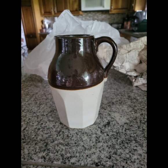 Other - Vintage Two Toned Stoneware Pottery Pitcher 6" Tall
